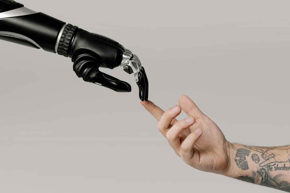 Developers collaborating with AI technology